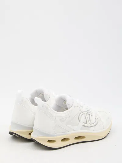 Valentino White Leather And Fabric Vlogo Easyjog Sneakers In White