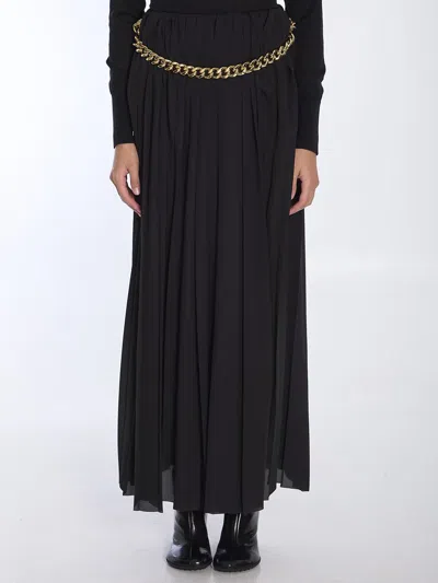 Balenciaga Black Long Pleaded Skirt With Belt In Tech Fabric Woman In Black