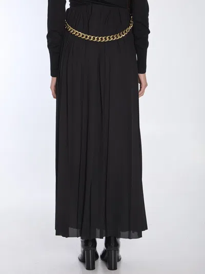 Balenciaga Black Long Pleaded Skirt With Belt In Tech Fabric Woman In Black