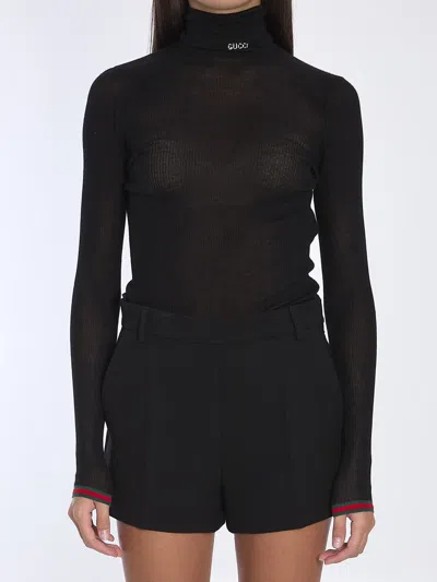 Gucci Cashmere And Silk Blend Top In Black