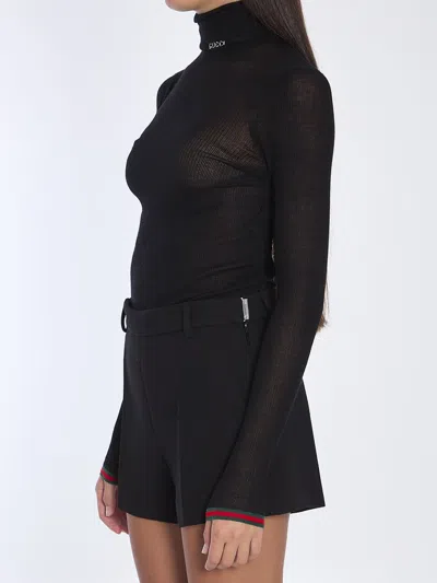 Gucci Cashmere And Silk Blend Top In Black