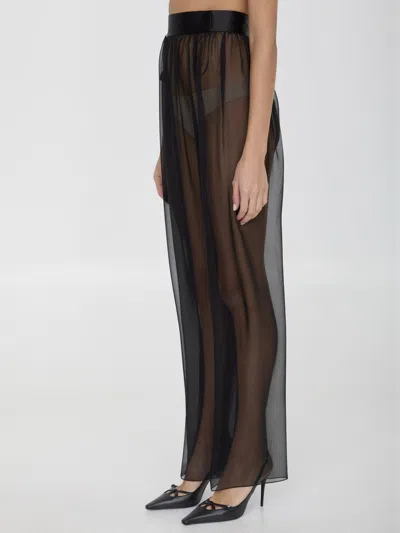 Dolce & Gabbana Belted Midi Chiffon Skirt In Black