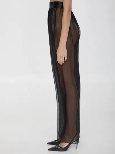 Dolce & Gabbana Belted Midi Chiffon Skirt In Black