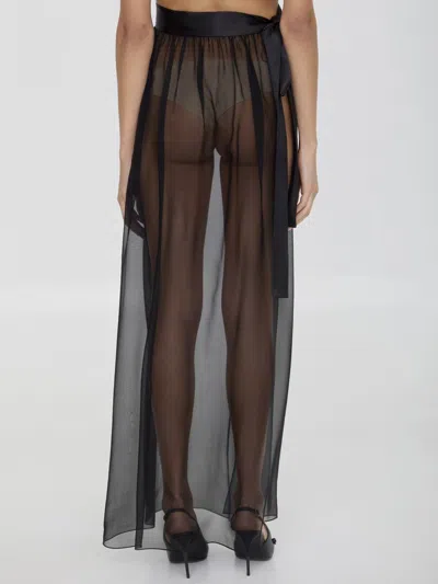 Dolce & Gabbana Belted Midi Chiffon Skirt In Black