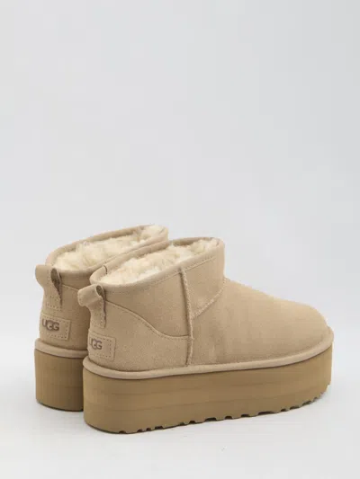 Ugg Classic Ultra Mini 1135092-san Platform Boots Women Sand Suede Comfort Ankle In Beige