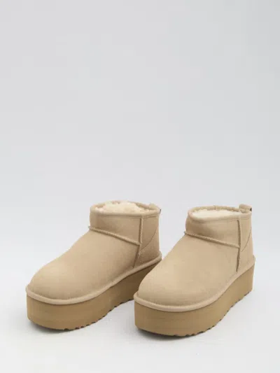 Ugg Classic Ultra Mini 1135092-san Platform Boots Women Sand Suede Comfort Ankle In Beige