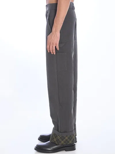 Burberry Carpenter Oversized Turn-up Pants In Black