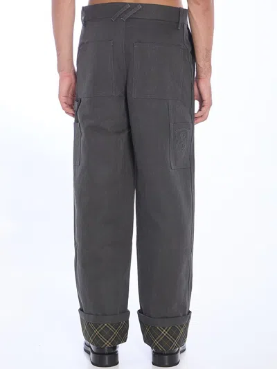 Burberry Carpenter Oversized Turn-up Pants In Black