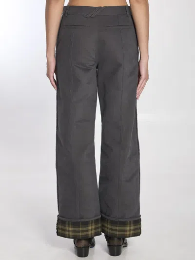 Burberry Trousers In Cotton And Nylon In Grey