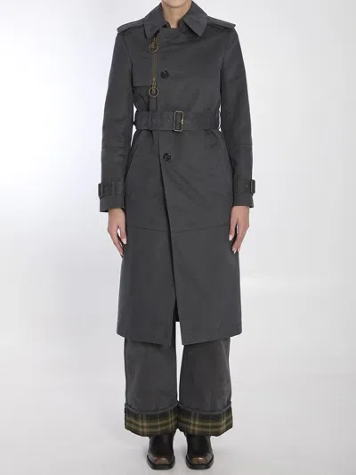 Burberry Trousers In Cotton And Nylon In Grey