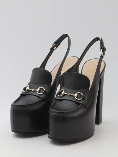 Gucci Mocassini Slingback Con Plateau E Morsetto In Black