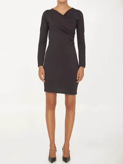 Bottega Veneta Mini Dark Brown With Front Cross-over In Fluid Viscose Woman In Brown