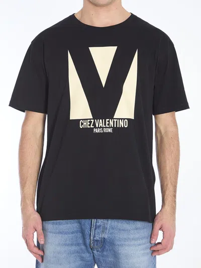 Valentino Crew Neck Short Sleeves T-shirts In Black