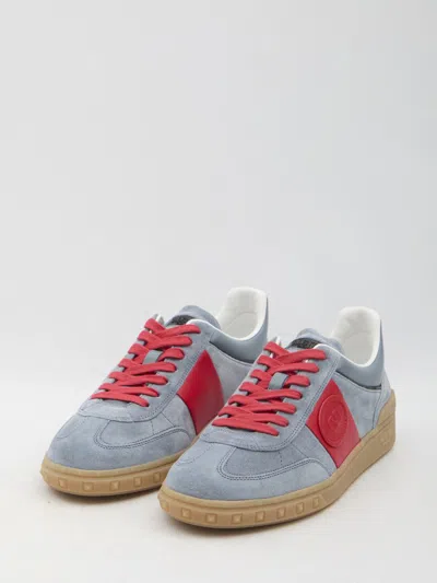 Valentino Garavani Men Upvillage Low Top Sneaker In Split Leather And Calfskin Nappa Leather In Grey