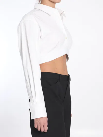 Alexander Wang Cropped Shirt With Elastic Band In White