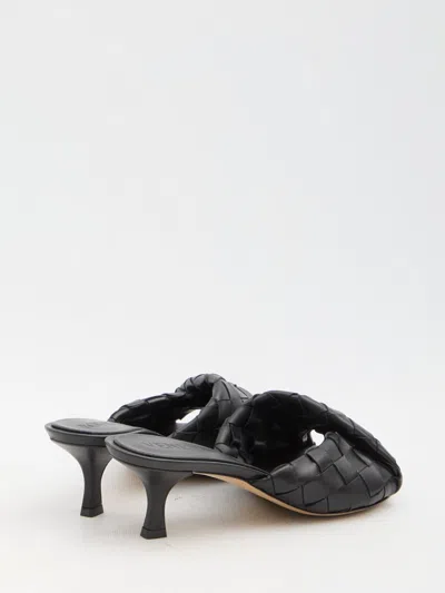 Bottega Veneta Interciato Woven Twist Mule Sandals In Black