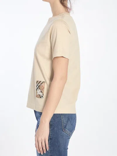 Burberry Beige T-shirt With Logo Application On The Front In Cotton Woman In Beige