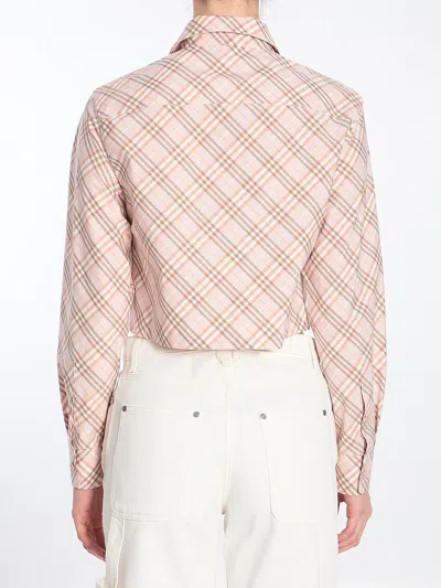 Burberry Vintage Check Cropped Buttoned Shirt In Beige