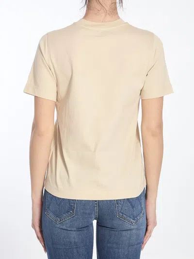 Burberry Beige T-shirt With Logo Application On The Front In Cotton Woman In Beige