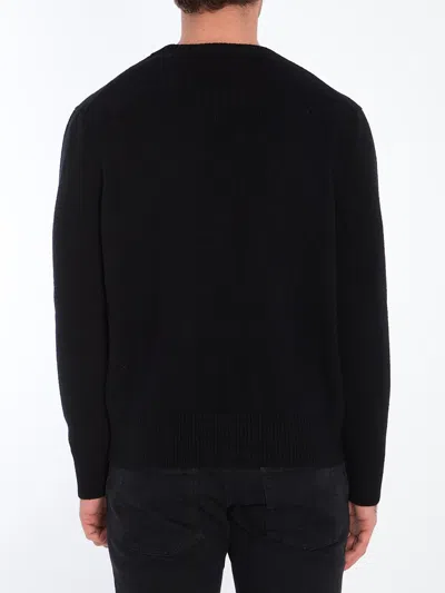 Burberry Cashmere Sweater With Bold Horse Graphic And Crew Neck In Black