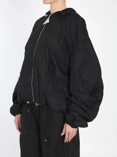 Attico Hooded Bomber Jacket In Black