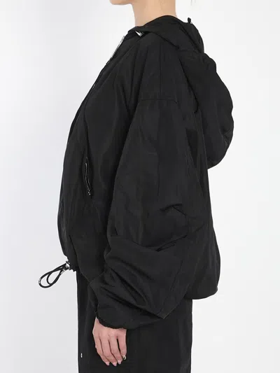 Attico Hooded Bomber Jacket In Black
