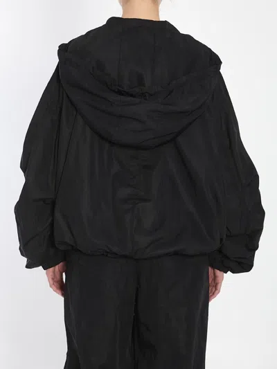 Attico Hooded Bomber Jacket In Black