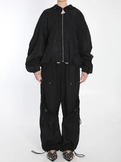 Attico Hooded Bomber Jacket In Black