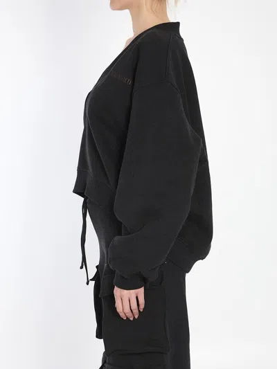 Attico Oversized Sweatshirt With Deep V Neck In Gradient In Black