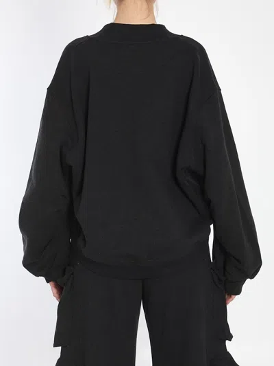 Attico Oversized Sweatshirt With Deep V Neck In Gradient In Black