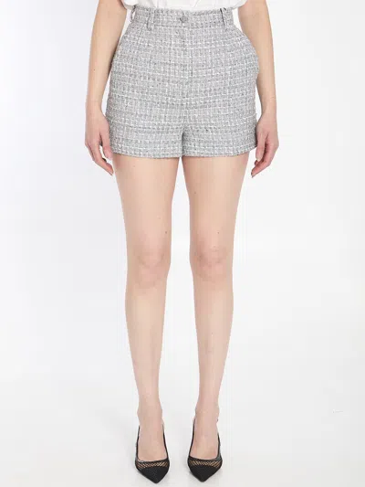 Dolce & Gabbana Tweed Shorts In Grey