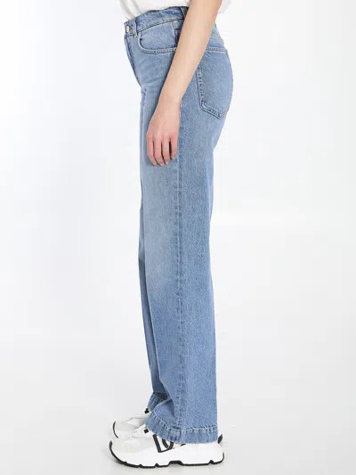 Dolce & Gabbana Blue Five Pocket Jeans With Metallic Logo Patch On The Back In Denim Woman In Blue