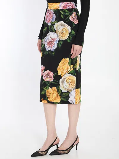Dolce & Gabbana Multicolor Shirt With Oversize Pointed Collar And All-over Floral Motif In Silk Stretch Woman In Multicolor