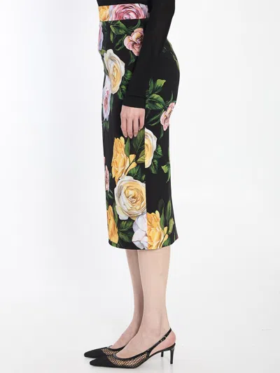Dolce & Gabbana Multicolor Shirt With Oversize Pointed Collar And All-over Floral Motif In Silk Stretch Woman In Multicolor