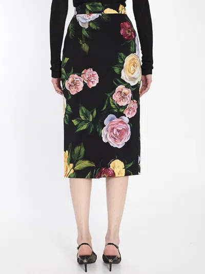 Dolce & Gabbana Multicolor Shirt With Oversize Pointed Collar And All-over Floral Motif In Silk Stretch Woman In Multicolor