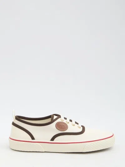 Valentino Nojoke Canvas Sneakers With Contrasting Profiles In Beige