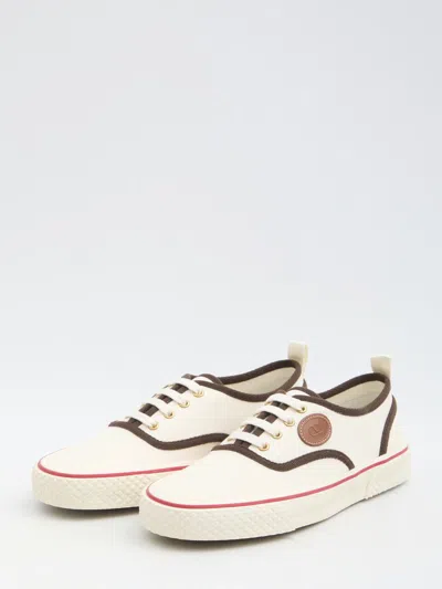 Valentino Nojoke Canvas Sneakers With Contrasting Profiles In Beige