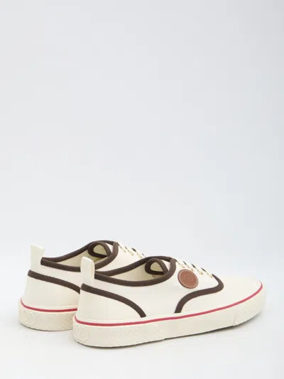 Valentino Nojoke Canvas Sneakers With Contrasting Profiles In Beige