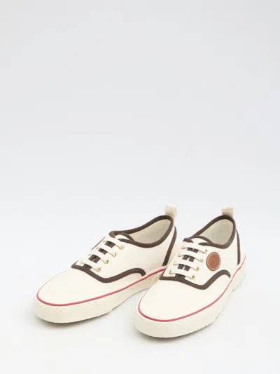 Valentino Nojoke Canvas Sneakers With Contrasting Profiles In Beige