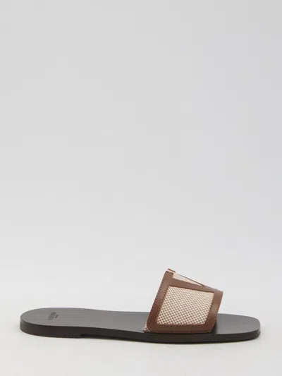Valentino Garavani Superstar Slide Slipper With Vlogo Detail And Premium Materials In Brown