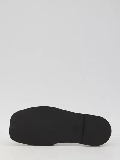 Valentino Butter White And Black Synthetic Slides With Wide Strap In Black