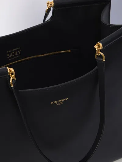 Dolce & Gabbana Sicily Tote Bag In Black