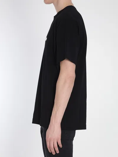 Dolce & Gabbana Cotton T-shirt With Metal Plaque Featuring Front Logo In Black