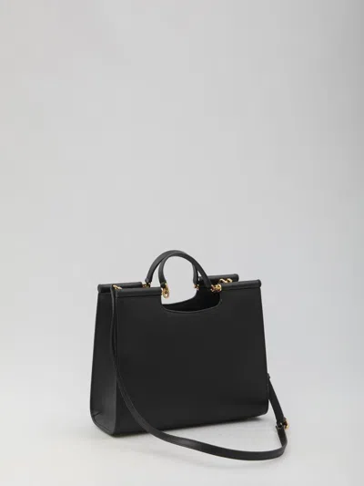 Dolce & Gabbana Small Sicily Tote Bag In Black