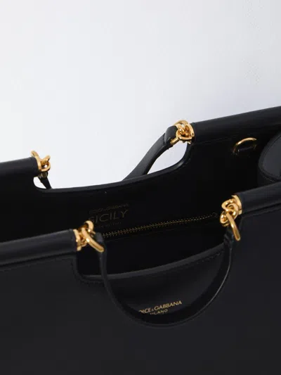 Dolce & Gabbana Small Sicily Tote Bag In Black
