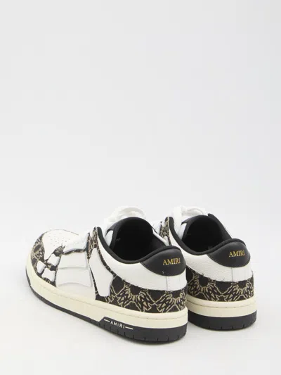 Amiri Quad Skel Panelled Leather Snekaers In Black