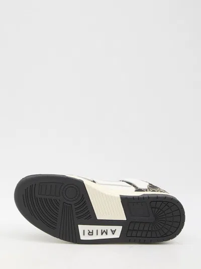 Amiri Quad Skel Panelled Leather Snekaers In Black
