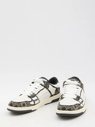 Amiri Quad Skel Panelled Leather Snekaers In Black