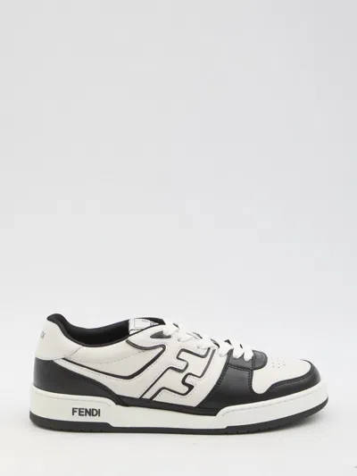 Fendi Leather Sneakers With Ff Lateral Logo In Multi