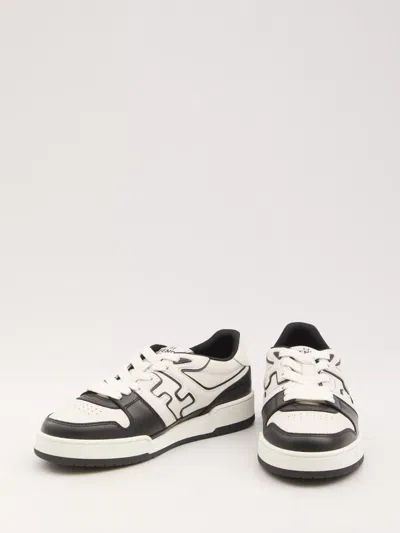 Fendi Leather Sneakers With Ff Lateral Logo In Multi